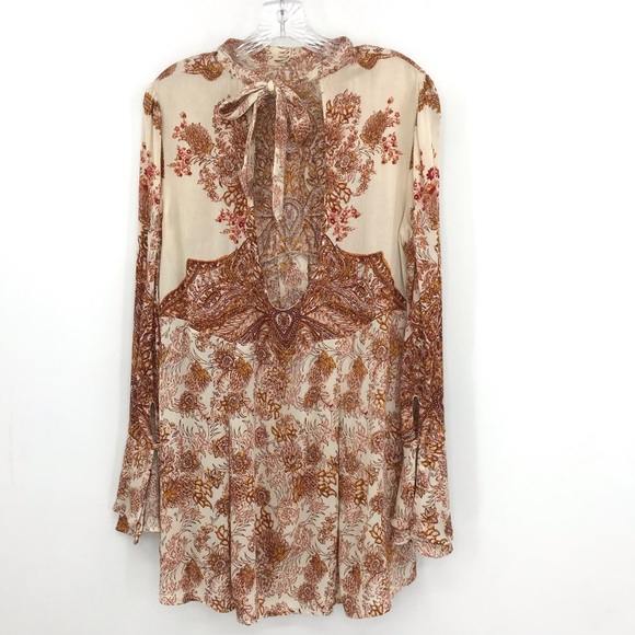 Free People Boho Blouse Dress Ruffle Tunic Floral - Picture 7 of 8